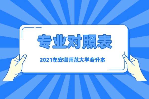 2021年安徽师范大学专升本专业对照