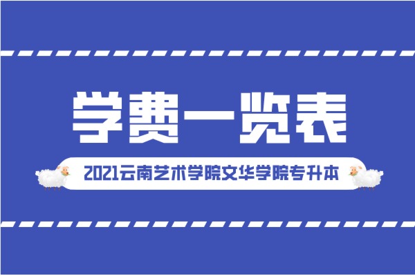 云南艺术学院文华学院专升本2021年学费一览表