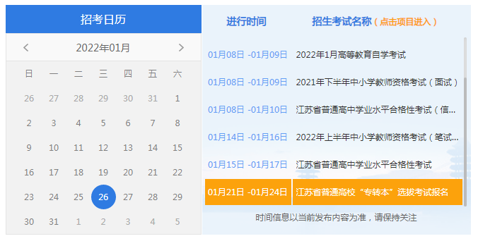 2022年江苏专转本报名时间公布了？2022年1月21日-1月24日开始报名！