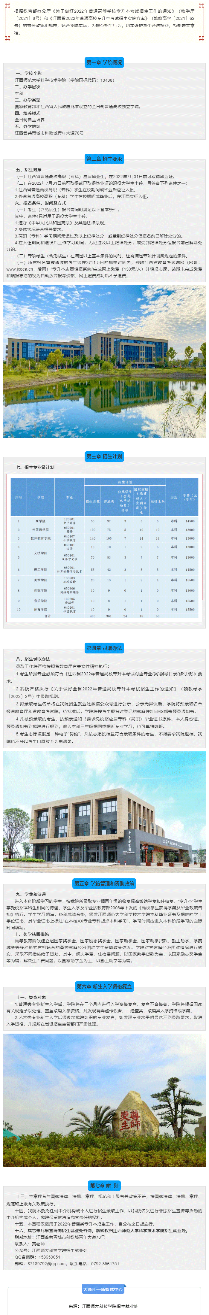 2022江西师范大学科学技术学院专升本考试招生简章