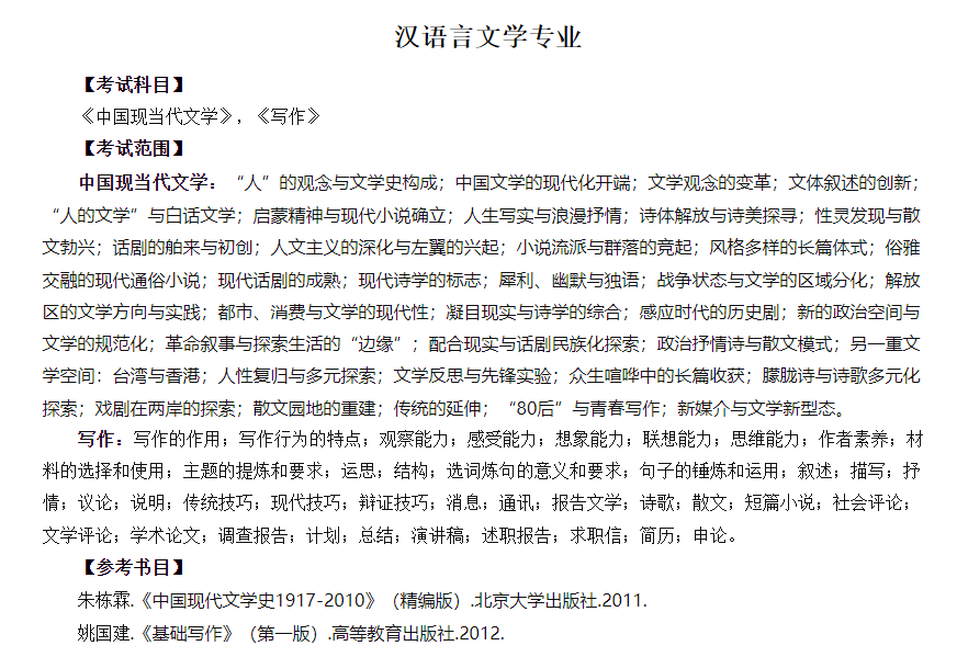 2022年蚌埠学院专升本汉语言文学考试大纲