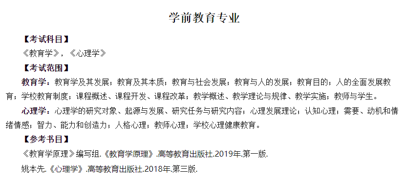 2022年蚌埠学院专升本学前教育考试大纲
