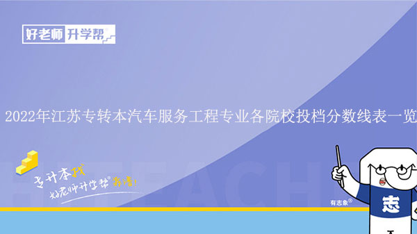 2022年江苏专转本汽车服务工程专业各院校投档分数线表一览