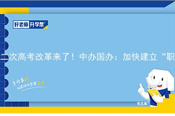 二次高考改革来了！中办国办：加快建立“职教高考”制度