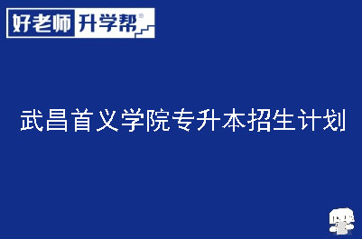 武昌首义学院专升本招生计划