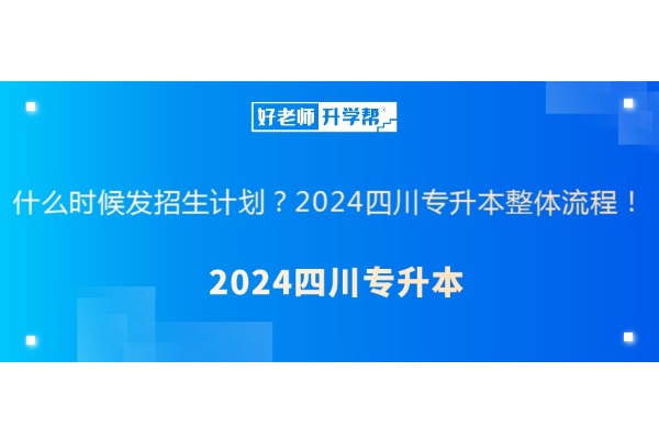 什么时候发招生计划？2024四川专升本整体流程！